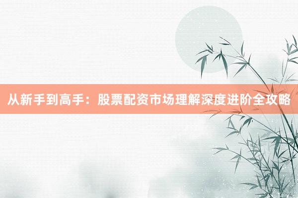 从新手到高手：股票配资市场理解深度进阶全攻略