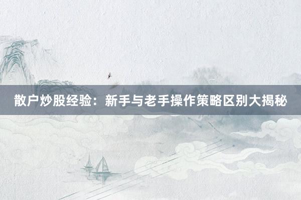 散户炒股经验：新手与老手操作策略区别大揭秘