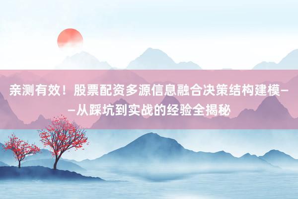 亲测有效！股票配资多源信息融合决策结构建模——从踩坑到实战的经验全揭秘