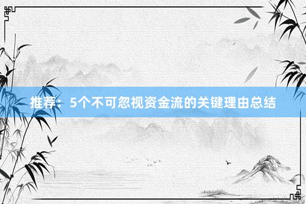 推荐：5个不可忽视资金流的关键理由总结