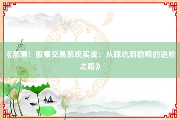 《亲测！股票交易系统实战：从踩坑到稳赚的进阶之路》