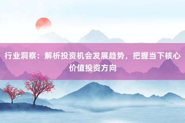 行业洞察：解析投资机会发展趋势，把握当下核心价值投资方向
