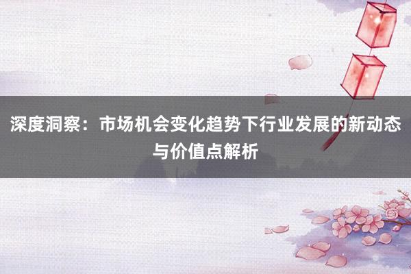深度洞察：市场机会变化趋势下行业发展的新动态与价值点解析