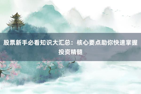 股票新手必看知识大汇总：核心要点助你快速掌握投资精髓